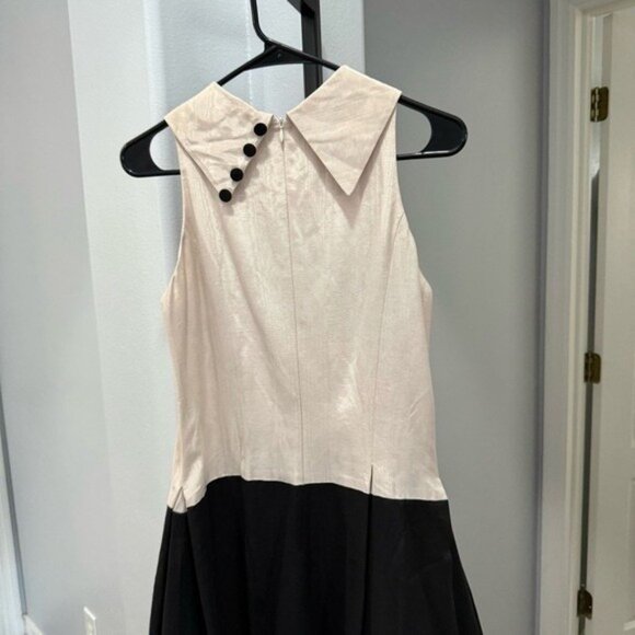 Carol Peretz Sleeveless Mock Neck A Line Black Pink Dress Size 6 Vintage Vtg • - Picture 4 of 11